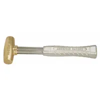 Brass Mallet: Aluminum Handle, Ribbed Grip, 1 1/2 lb Head Wt, 1 1/4 in Dia, 3 1/4 in Head Lg (MPN AM15BRAG)