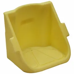 This polyethylene shelf is a component for modular drum dispensing rack systems. It supports containers up to 60 lb and has a stacker height of 17 1/2 in. Used in industrial facilities for organized drum dispensing and storage.