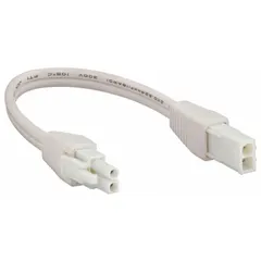 Linking cable for connecting multiple task lights in under-cabinet and accent lighting installations. Measures 6 inches in length, 1 inch in width, and 1 inch in height. Enables daisy-chaining of fixtures for continuous illumination.
