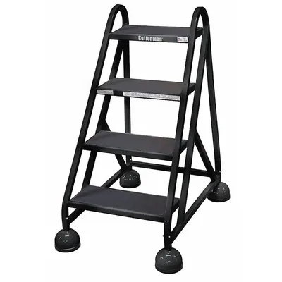 COTTERMAN Rolling Ladder: 3 ft Platform Ht, Assembled, Steel, Wt-Actuated Auto-Lock - Steel Ultra-Stable Weight-Actuated Ladders
