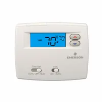 EMERSON Low Voltage Thermostat: Heat or Cool, Manual, C/G/O/B/R/W/Terminal Designations, Auto-On (MPN 1F86EZ-0251)
