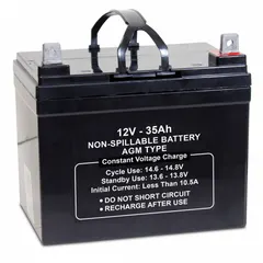 APPROVED VENDOR AGM Sealed Lead Acid Battery, 12V DC, 35 Ah, L Terminal, 47042