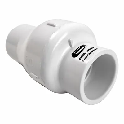 VALTERRA Check Valve: Swing, Inline Valve Body, 1 1/2 in Pipe Size, Socket x Socket - PVC Inline Spring-Loaded Swing Check Valves