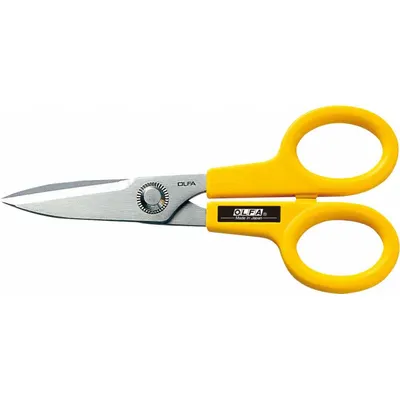 OLFA Industrial Shears: Ambidextrous, 5 1/2 in Overall Lg, Serrated, Stainless Steel - Plastic-Handle Scissors