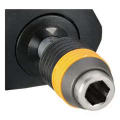 This ESD-safe adjustable torque bit screwdriver features a click-type mechanism that provides audible feedback when the preset torque is reached. It has a 1/4 in tip size and a torque range of 11 to 29 in-lb, suitable for precision fastening in electronics assembly and other controlled-torque applications.