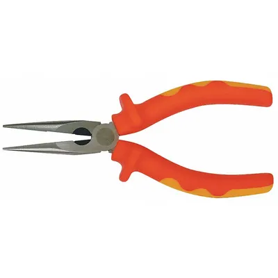 WESTWARD Long Nose Plier: Insulated, 1 1/8 in Max Jaw Opening, 6 in Overall Lg, 2 in Jaw Lg - Needle-Nose Insulated Pliers