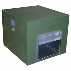 Assembled direct-drive blower with 10 3/4 in wheel and included drive pack. Delivers 2,650 cfm at 0.250 in static pressure. Open dripproof motor enclosure, nameplate voltage 115/208-230V. Suitable for industrial ventilation applications requiring moderate-pressure air movement.