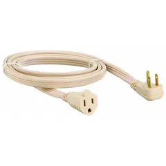 Indoor extension cord with a NEMA 5-15P plug and a single grounded outlet. The 14/3 SPT-3 cord is rated for 15 A and operates in temperatures from 0° to 140°F. Suitable for extending power to lamps, electronics, and small appliances within a 6 ft range.