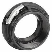 This aluminum rigid adapter connects NPT-threaded fire hydrants or standpipes to Storz couplings. It features a 4 in NPT thread on one end and a 4 in Storz coupling on the other, enabling quick hose attachment. The straight design and aluminum construction are suited for fire-protection systems