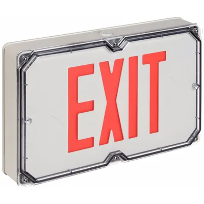 DUAL-LITE Exit Sign: With Battery Backup, Red, 1 Faces, Aluminum, Nickel Cadmium - Wet Location Rated Exit Signs