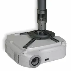 Fixed ceiling mount for projectors. Tilt adjustment from 5° down to 5° up. Powder coated black finish. Includes column connector and mounting hardware.
