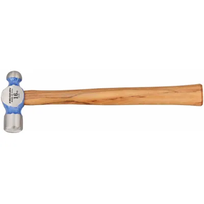 VAUGHAN Ball Peen Hammer: Wood, Steel, 16 oz Head Wt, 1 1/4 in Face Dia, 14 in Overall Lg - Standard Ball-Peen Hammers
