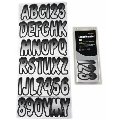 HARDLINE PRODUCTS Letter and Number Label Set: 3 in Character Ht, Indoor/Outdoor, Non-Reflective - Die-Cut Permanent Letters & Numbers