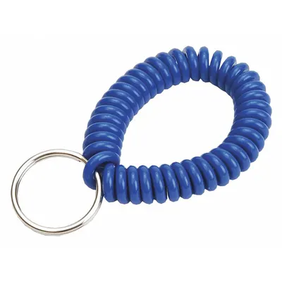LUCKY LINE PRODUCTS Wrist Coil Key Ring: 7/8 in Key Ring Dia, Polyurethane, Blue, 2 in Overall Wd - Key Wrist Straps
