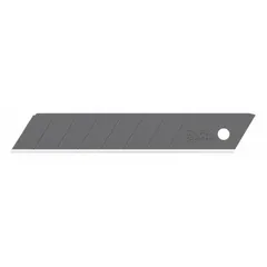 Steel replacement blades for snap-off utility knives. Each blade measures 4 7/16 in length, 11/16 in width, and 0.02 in thickness. The snap-off design allows breaking off dull sections to expose a fresh cutting edge, extending blade life during continuous cutting tasks. Pack of 100.