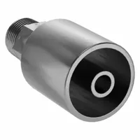 Straight hydraulic crimp fitting made of carbon steel with male NPT threads on one end and hose connection for -8 dash size. Features 1/2"-14 thread size and male x male configuration. Used in hydraulic systems to attach hose to NPT ports for fluid transfer