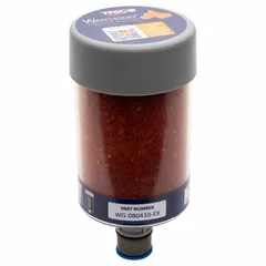 Desiccant breather for extreme-humidity environments, removes moisture and particles from intake air. Features 1" BSPT male thread, 4 1/8 in diameter, and 3 micron particle filtration. Suitable for hydraulic reservoirs, gearboxes, and storage tanks.