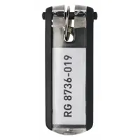 Key Tag: 6 Key Tags, Rectangle, Black, Plastic, Blank Label, 2 5/8 in Overall Ht, 6 PK (MPN 195701)