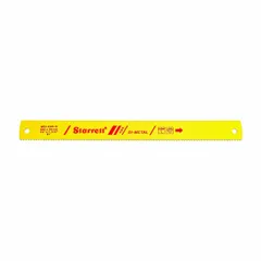 This bi-metal power hacksaw blade is 14 inches long and designed for cutting steel and general metals in power hacksaws. It accommodates workpieces up to 10 inches in maximum diameter, suitable for fabrication, maintenance, and metalworking tasks.