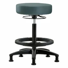 Vinyl Lab Stool, Height Range 24 1/2 in to 34 1/2 in, 17 in Seat Width, 17 in Seat Depth, 5 Glides, Fiberglass Base