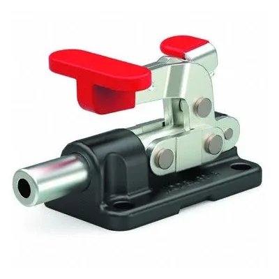 DE-STA-CO Straight Line Clamp: Flange Base Mounting, Locking Horizontal Handle - Secure Locked Straight-Line Toggle Clamps