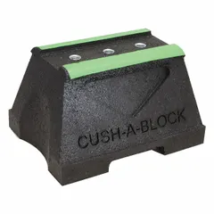 This support block features a pre-galvanized steel support and a rubber base measuring 6.62 inches long by 5 inches wide, with an overall length of 6.62 inches. Rated for a load capacity of 400 lb, it is used to securely hold and cushion piping in industrial systems, reducing vibration and noise. Typical applications include material handling, HVAC, and power transmission systems.