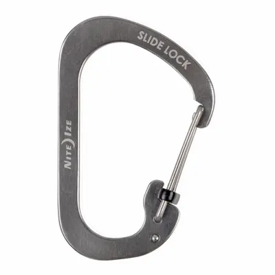 NITE IZE Carabiner: 75 lb Working Load Limit, Wire Gate, Stainless Steel - Load Rated Spring Snaps