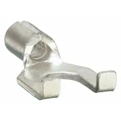 Non-insulated flanged fork terminal for #6 stud size, accepting 22 AWG to 16 AWG wire. Rated for 600 V. The flanged design prevents rotation, making it suitable for use in electrical panels, control cabinets, and industrial equipment where secure connections are required.