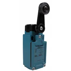 The Honeywell GLCA01D is a top-mount limit switch from the GLC series, featuring a plastic roller plunger and screw terminals for electrical connection. It is used in industrial automation to detect the position of moving parts, such as on conveyor systems or packaging machinery.