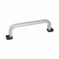 This load-rated standard U pull handle is made of aluminum with a silver finish. It features unthreaded holes and a 7.87 in mounting hole center-to-center distance, using M5 screws. Suitable for use on industrial enclosures, machinery doors, and cabinets where a reliable hand grip is required