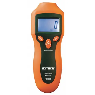 EXTECH Tachometer: +/-0.05% RPM Accuracy, 1 RPM, 99,999 RPM Max Contact RPM, Included - Combination Contact & Non-Contact Tachometers