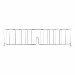 This stainless steel shelf divider is designed for use with wire shelving systems. It helps organize and separate items, preventing them from mixing or falling between shelves. The 36-inch ledge size accommodates standard shelving widths. Suitable for commercial kitchens, warehouses, and retail storage.