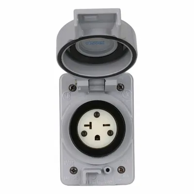 LEVITON Straight Blade Receptacle: Single, 6-20R, Gray, 250V AC, 20 A - Weather-Resistant Receptacles