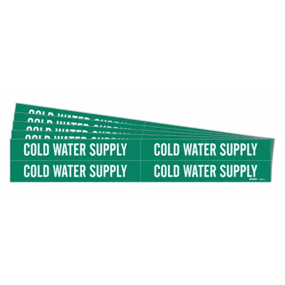 BRADY Cold Water Supply Adhesive Pipe Markers, 5 Pack