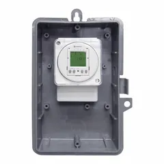 The INTERMATIC GMXSW-I-120 is a 7-day electromechanical timer switch with SPDT contacts rated for 120V AC. It features a plastic body and surface mounting style for indoor use. Typical applications include scheduling lighting, HVAC, or other electrical loads in commercial or industrial facilities where simple, repeatable on/off timing is required.
