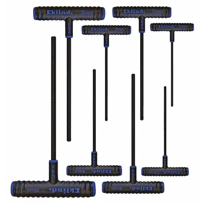 EKLIND Hex Key Set: 6 - 10 Pieces, Hex-T 9 Inch, T, Metric, Std End, Extra Long - T-Shaped Hex Key Sets