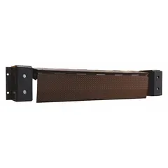 This manual hydraulic-operated dock leveler bridges the gap between a loading dock and a truck bed for safe forklift access. It includes a control box, cylinder, hydraulic lines, motor, oil, and pump, operating on 115V. The unit features a rubber bumper and a service height of ±5 inches.