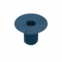 Flat head socket cap screw with M6x1.00 thread, 10 mm length, and 4 mm hex drive. Made from alloy steel with a blue phosphate finish. Designed for countersunk applications where a flush surface is required, such as in machinery and equipment assembly. Supplied in a 25-piece pack