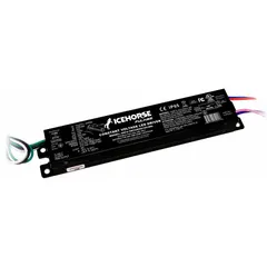 Constant voltage driver with 60W max output, accepting 110-277V AC input and providing 12V DC output. Features 0-10V dimming and output current range of 0-5000 mA. Suitable for powering low-voltage LED lighting systems in commercial and industrial settings.