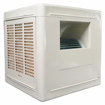 Dayton Ducted Evaporative Cooler: 1,400 sq ft, 42 1/4 in x 37 in x 37 in, 2 in Pad Thick - Multiple-Inlet Residential Ducted Evaporative Coolers