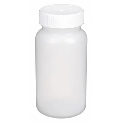 QORPAK Sampling Bottle: HDPE, 500 mL, 16.9 fl oz, Closure Included, Natural, 53-400 - HDPE Wide Mouth Round Lab Bottles