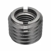Heavy wall self-locking insert with M16-2.00 metric internal thread and 1"-8 UNC external thread. Made of steel, with 2A external and 2B internal thread fit. Used to repair or reinforce stripped or worn threads in metal assemblies, providing vibration-resistant fastening in industrial machinery and equipment. Supplied in a 5-pack