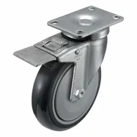 PEMCO Plate Caster: Swivel, Total Lock, Polyurethane, 5 in Wheel Dia, 1 1/4 in Wheel Wd, Slot, Ball (MPN AS50P1TPUTL)
