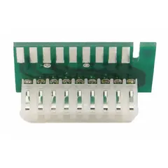 Circuit board adapter for use in HVACR systems. Interfaces replacement controls, switches, or thermostats with existing circuit boards to simplify retrofits. Suitable for commercial and industrial heating, ventilation, air conditioning, and refrigeration equipment.