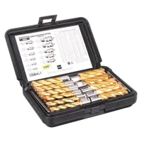 This 11-piece annular cutter set includes TiN-coated cobalt cutters with a 2 in maximum cutting depth. Each cutter features a Weldon Flat shank with a 9/16 in diameter. A pilot pin is included. Suitable for cutting precise holes in metal materials