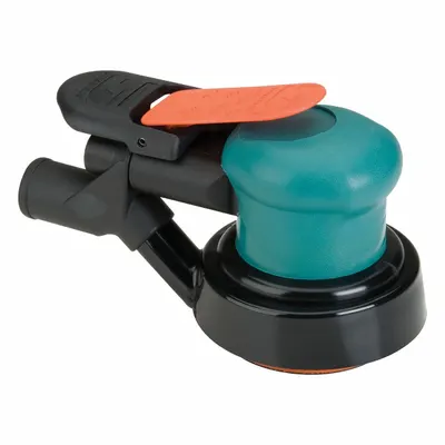 DYNABRADE Air Orbital Sander: 3 in Disc, Pressure Sensitive Adhesive, 3/8 in Orbit - Central Vacuum Random Orbital Sanders
