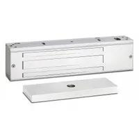 Aluminum construction, instantaneous release delay. Dimensions: 2 3/4 in Ht, 1 9/16 in Wd. Used to secure single doors in access-control systems for commercial or industrial egress points