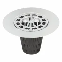 DANCO Cover: Plastic/Stainless Steel, Chrome, 4 1/4 in Overall Dia, 2 1/2 in Overall Ht, Flanged (MPN 9D00010529)