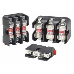 This LITTELFUSE fuse block is a 1-pole open block design for UL Class T fuses, rated 300 V AC. It features box lug terminals and is non-indicating. Used in industrial electrical panels, motor control centers, and distribution equipment for overcurrent protection.