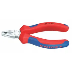 Standard lineman's pliers with a flat jaw profile for gripping, twisting, and cutting wire. Overall length 4 1/4 in, jaw length 7/8 in, jaw width 5/8 in, jaw thickness 3/8 in. Includes an integrated wire cutter. Suitable for electrical, construction, and industrial maintenance tasks such as pulling and splicing cables.